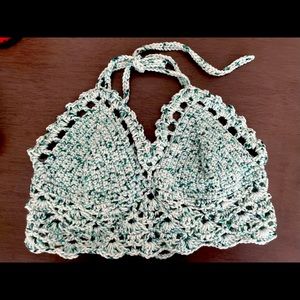 Handmade cross back top size small green